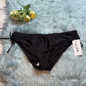 NWT Hurley Moderate Coverage Black Side Tie Bikini Bottoms Sz L